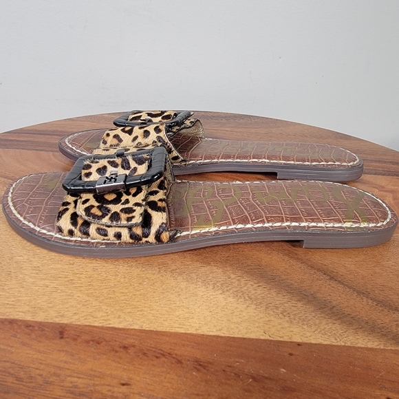 Sam Edelman Granada Leopard Print Fur Slide Sandals with Buckle Size 7 - Picture 8 of 13